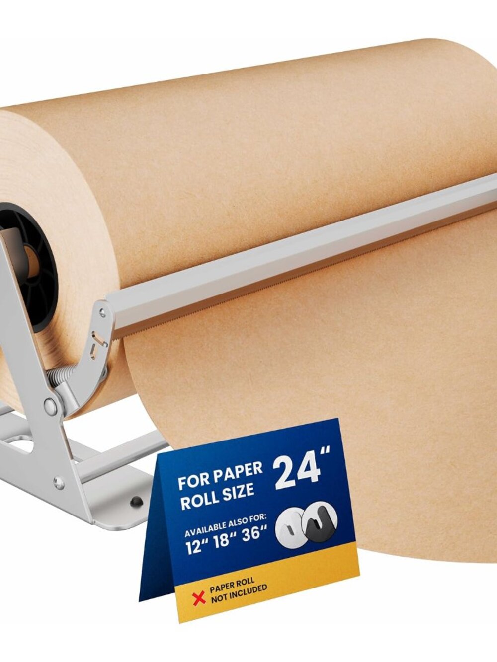 24 Inch Paper Roll Dispenser and Cutter - Heavy-Duty Wall Mountable, Non Slip Ta